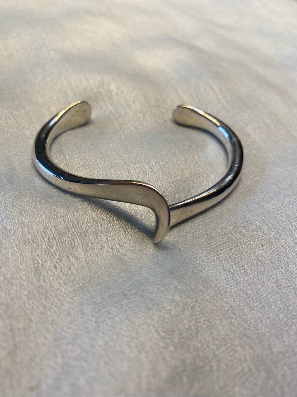 Minimalist Silver Wave Cuff Bracelet